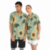 Green Yellow Sunflower Summer Shirt “Sunny Meadow” - UHEL176543
