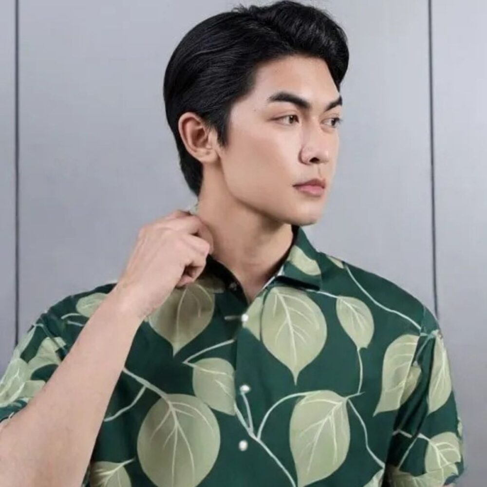 Green Light Green Leaf Print Shirt “Emerald Canopy” - UHEL150987
