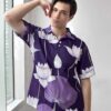 Purple White Lotus Serenity Shirt “Zen Blossom” - UHEL175684